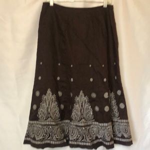 NYGARD COLLECTION vintage brown and white 100% linen long skirt. Size 10.